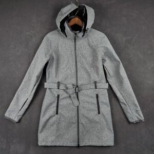 The North Face Apex Bionic Trench Coat Womens Small Heather Gray Windproof Hood